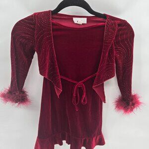 BCX Girl Holiday Red Velvet Dress Girls Size 5